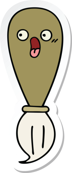 Bir insan tarafından çizilmiş şirin bir karikatür fırçasının çıkartması.