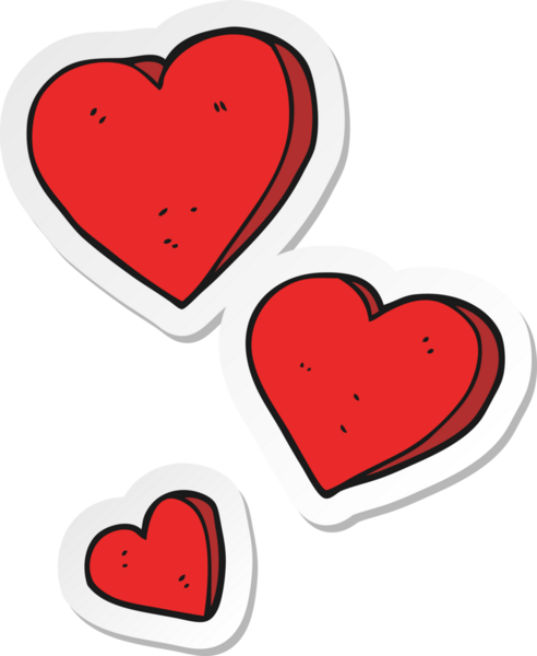 Bir insan tarafından çizilmiş karikatür kalplerinin çıkartması.