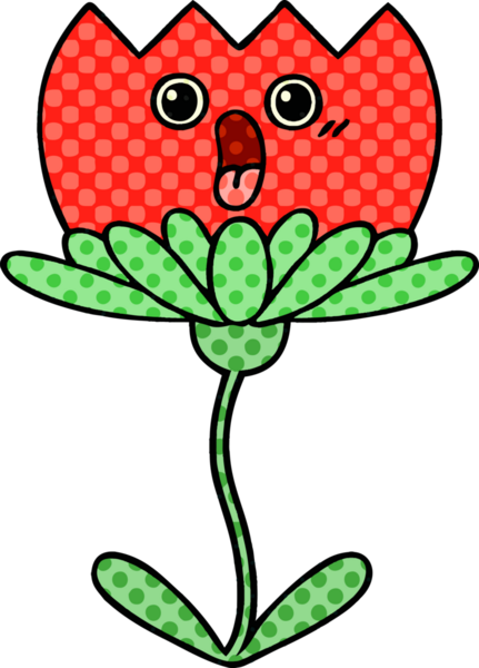 Bir insan tarafından çizilmiş bir çiçeğin karikatürü.