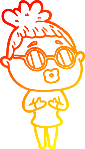 Bir insan tarafından çizilmiş gözlüklü bir karikatür kadın çizimi.