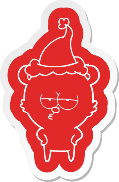 Bir insan tarafından çizilmiş Noel Baba şapkasının garip bir çizgi filmi çıkartması.