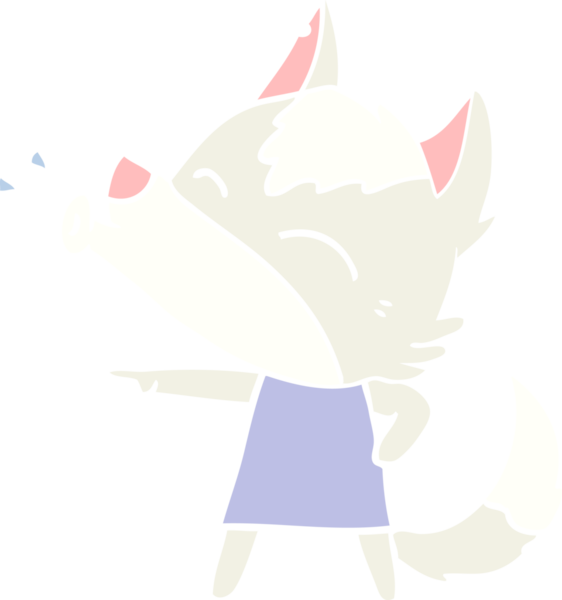 Uluyan kurt bir insan tarafından çizilmiş düz renkli bir çizgi film.