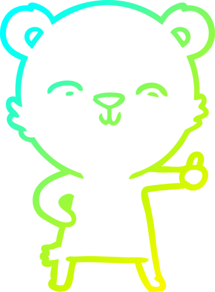 Bir insan tarafından çizilen mutlu çizgi film ayısının soğuk gradyan çizgisi.