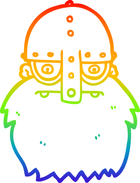 gökkuşağı gradyan çizgi çizimi bir insan tarafından çizilmiş viking yüz