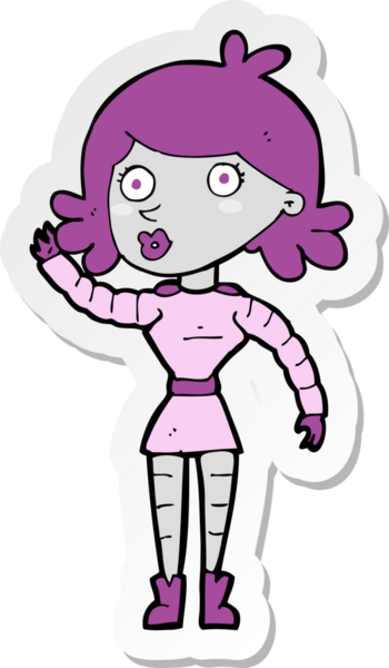 Bir insan tarafından çizilmiş robot bir kadının çıkartması.