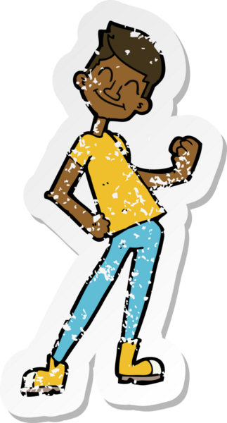 Bir insan tarafından çizilmiş bir adamı kutlayan karikatürün gerilimli yapıştırması.