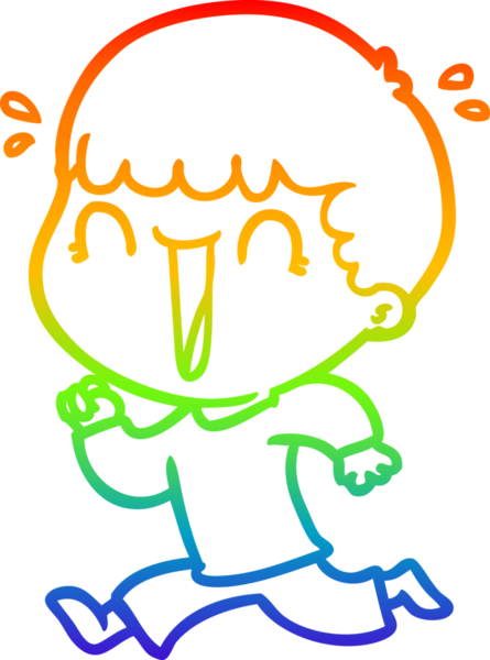 Gökkuşağı gradyan çizgisi bir insan tarafından çizilmiş gülen bir karikatür adamın çizimi