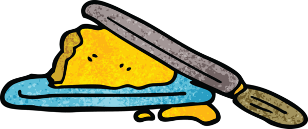 Bir insan tarafından çizilmiş tereyağı ve bıçak karalaması.