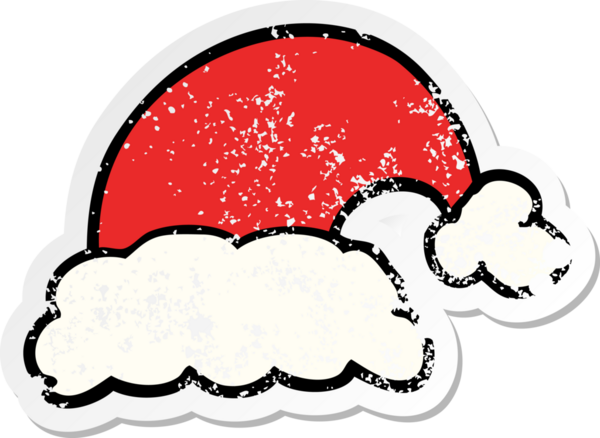 Bir insan tarafından çizilmiş bir karikatür Noel şapkasının sıkıntılı çıkartması.