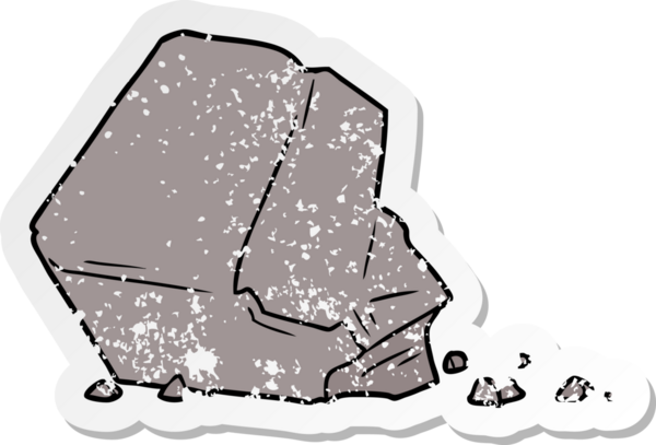 Bir insan tarafından çizilmiş büyük bir kaya karikatürünün sıkıntılı çıkartması