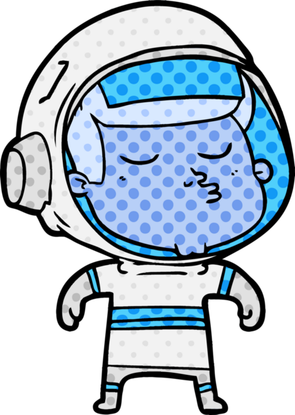 Bir insan tarafından çizilmiş kendine güvenen bir astronot çizgi filmi.