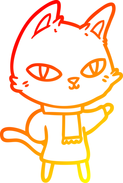 Bir insan tarafından çizilmiş çizgi film kedisinin sıcak çizgi çizimi