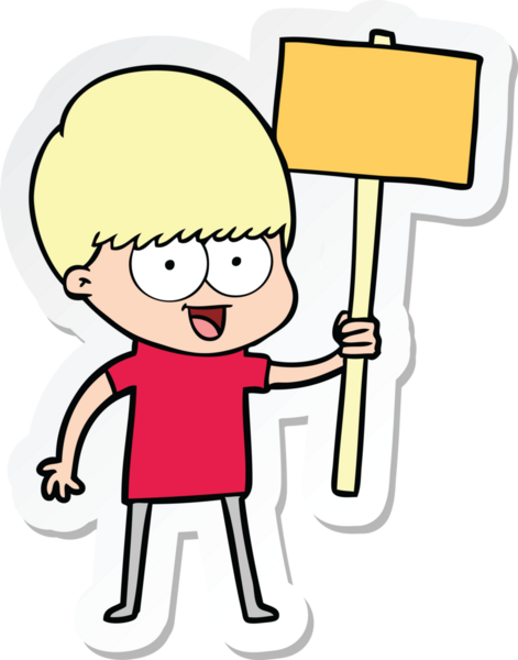 Bir insan tarafından çizilmiş mutlu bir çizgi film çocuğunun çıkartması.