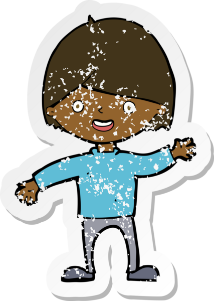 Bir insan tarafından çizilen el sallayan bir çizgi filmin gerilimli yapıştırması.