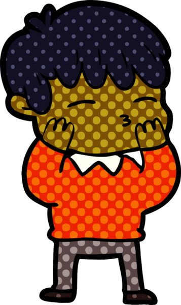 Bir insan tarafından çizilmiş meraklı bir çocuk.