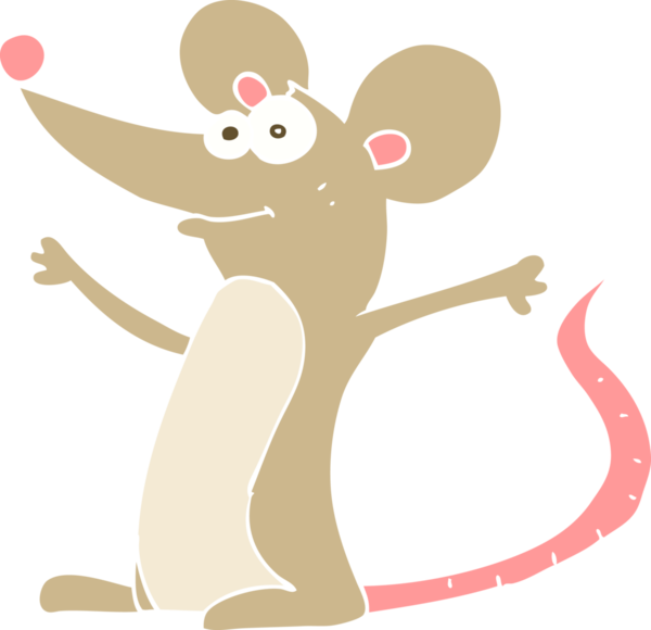 Bir insan tarafından çizilmiş bir farenin düz renk çizimi