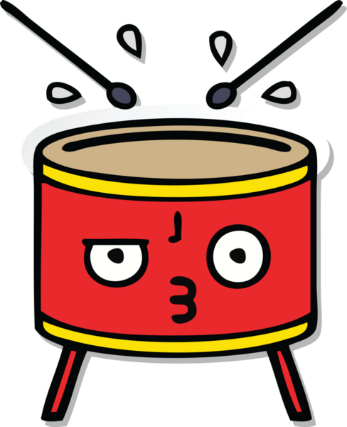 Bir insan tarafından çizilmiş şirin bir davulun çıkartması.