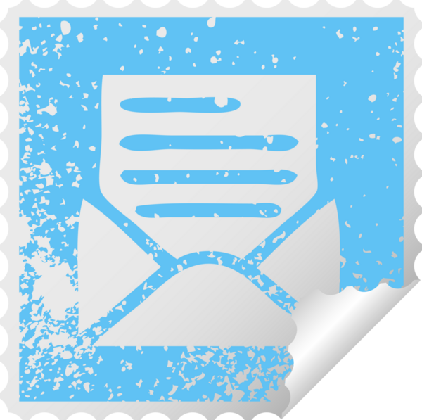 Bir insan tarafından çizilmiş bir mektup ve zarf için sıkıntılı kare soyma etiketi