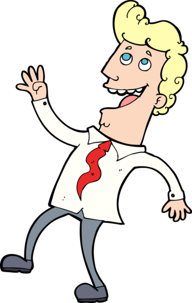 Bir insan tarafından çizilmiş mutlu ofis adamı.