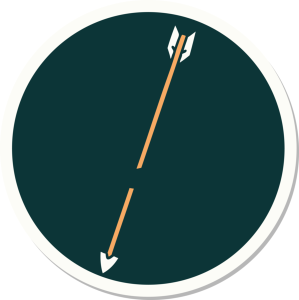 Bir insan tarafından çizilmiş okun geleneksel stiliyle dövme etiketi