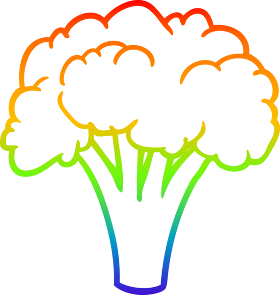 gökkuşağı gradyan çizgi çizimi bir insan tarafından çizilmiş bir brokoli