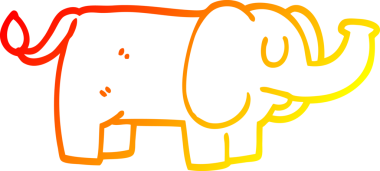 Bir insan tarafından çizilmiş komik bir filin sıcak çizgi çizimi