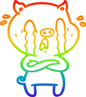 gökkuşağı gradyan çizimi bir insan tarafından çizilmiş ağlayan domuz çizgi filmi