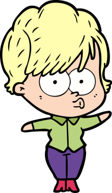 Bir insan tarafından çizilmiş karikatür kadın.