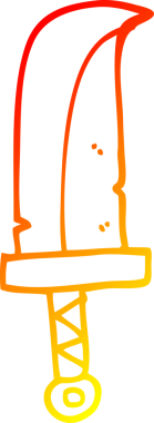 Bir insan tarafından çizilen çizgi film hançerinin sıcak eğimli çizgisi.