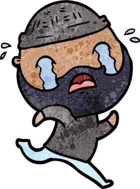 Çizgi film sakallı adam bir insan tarafından çizilmiş ağlıyor.