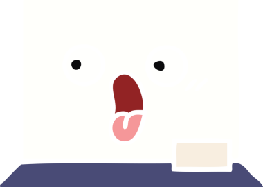 Bir insan tarafından çizilmiş beyaz bir panonun düz renkli retro karikatürü