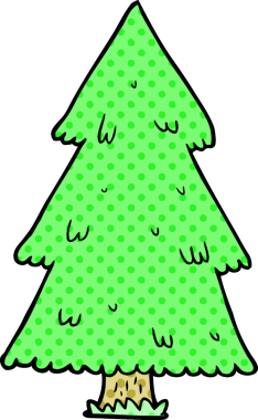 Bir insan tarafından çizilmiş karikatür noel ağacı