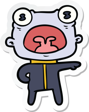 Bir insan tarafından çizilmiş garip uzaylı çizgi filminin çıkartması.