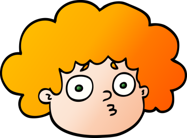 vektör gradyan çizim karikatürü. Bir insan tarafından çizilmiş büyük saçlı çocuk.