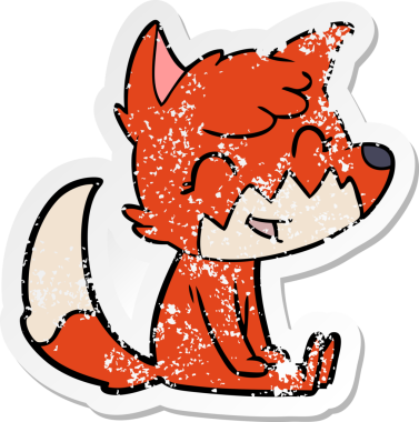 Bir insan tarafından çizilmiş mutlu bir tilkinin sıkıntılı çıkartması.