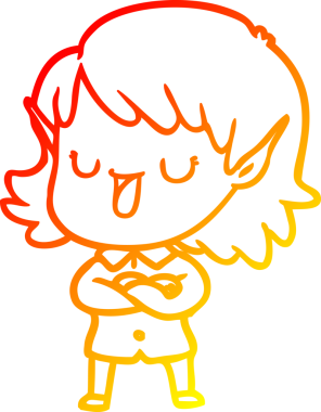 Bir insan tarafından çizilmiş çizgi film karakteri bir elf kızı çizimi