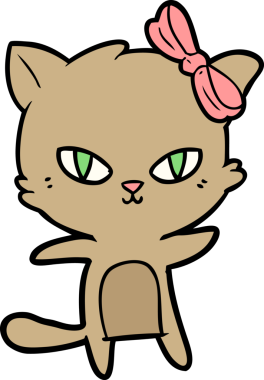 Bir insan tarafından çizilmiş sevimli çizgi film kedisi.