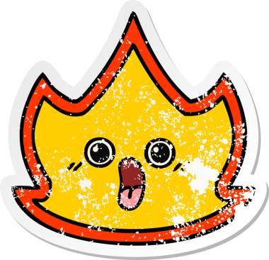 Bir insan tarafından çizilmiş şirin bir çizgi film yangınının sıkıntılı çıkartması.