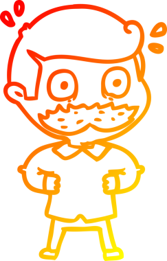 Bıyıklı bir çizgi film karakteri insan tarafından çizilmiş.