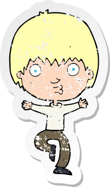 Bir insan tarafından çizilmiş heyecanlı bir çizgi filmin gerilimli çıkartması.