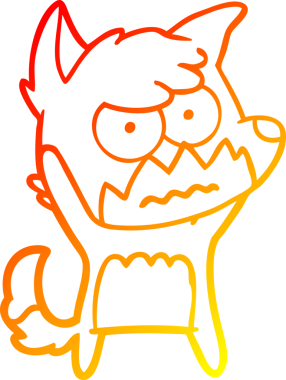 Bir insan tarafından çizilmiş kızgın tilki çizgi çizimi.