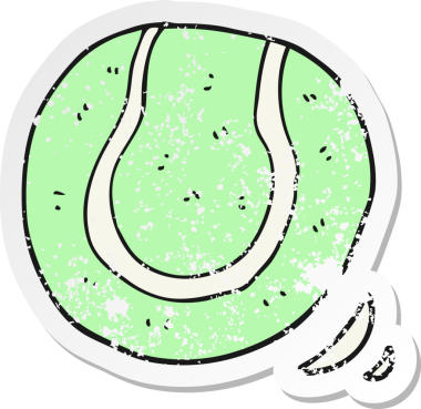 Bir insan tarafından çizilmiş bir tenis topunun gerilimli retro çıkartması.