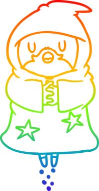 bir insan tarafından çizilmiş yüzen bir büyücünün gökkuşağı gradyanı çizimi