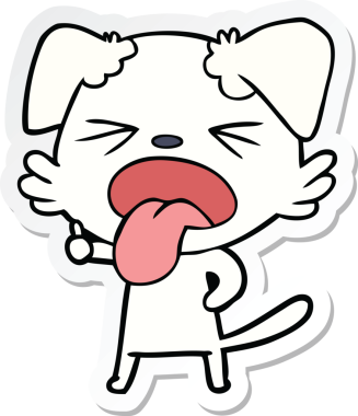 Bir insan tarafından çizilmiş tiksindirici bir köpeğin çıkartması.