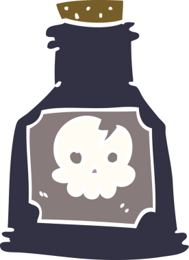 Bir insan tarafından çizilmiş şişedeki karalama zehiri.