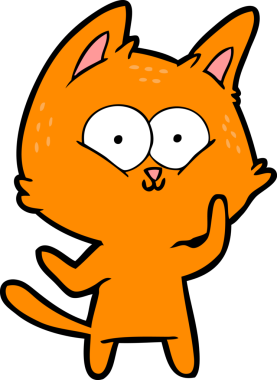 Bir insan tarafından çizilmiş çizgi film kedisi.