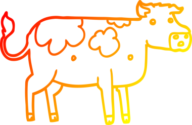 Bir insan tarafından çizilmiş çizgi film ineğinin sıcak çizgi çizimi