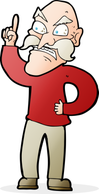 Karikatür ihtiyarı. Bir insan tarafından çizilmiş kurallar.