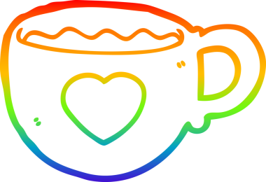 gökkuşağı gradyan çizimi bir insan tarafından çizilmiş bir kahve fincanı