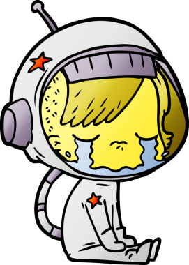 Bir insan tarafından çizilmiş ağlayan astronot kız.